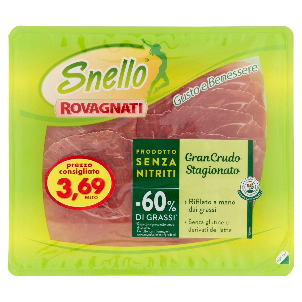 PROSCIUTTO CRUDO STAGIONATO SNELLO ROVAGNATI GR 70 Tigros