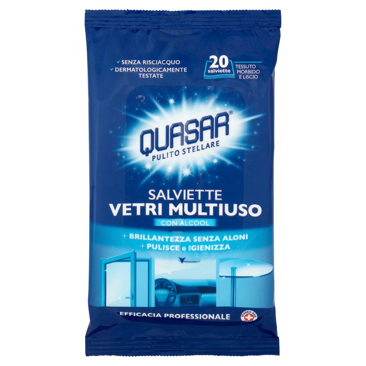 SALVIETTE VETRI MULTIUSO QUASAR PZ.20 - Tigros