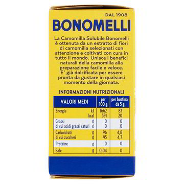 Bonomelli Camomilla Solubile Classica 20 bustine, Concentrato Estratto da  Fiori Selezionati, Dona Momenti di Calma e Relax